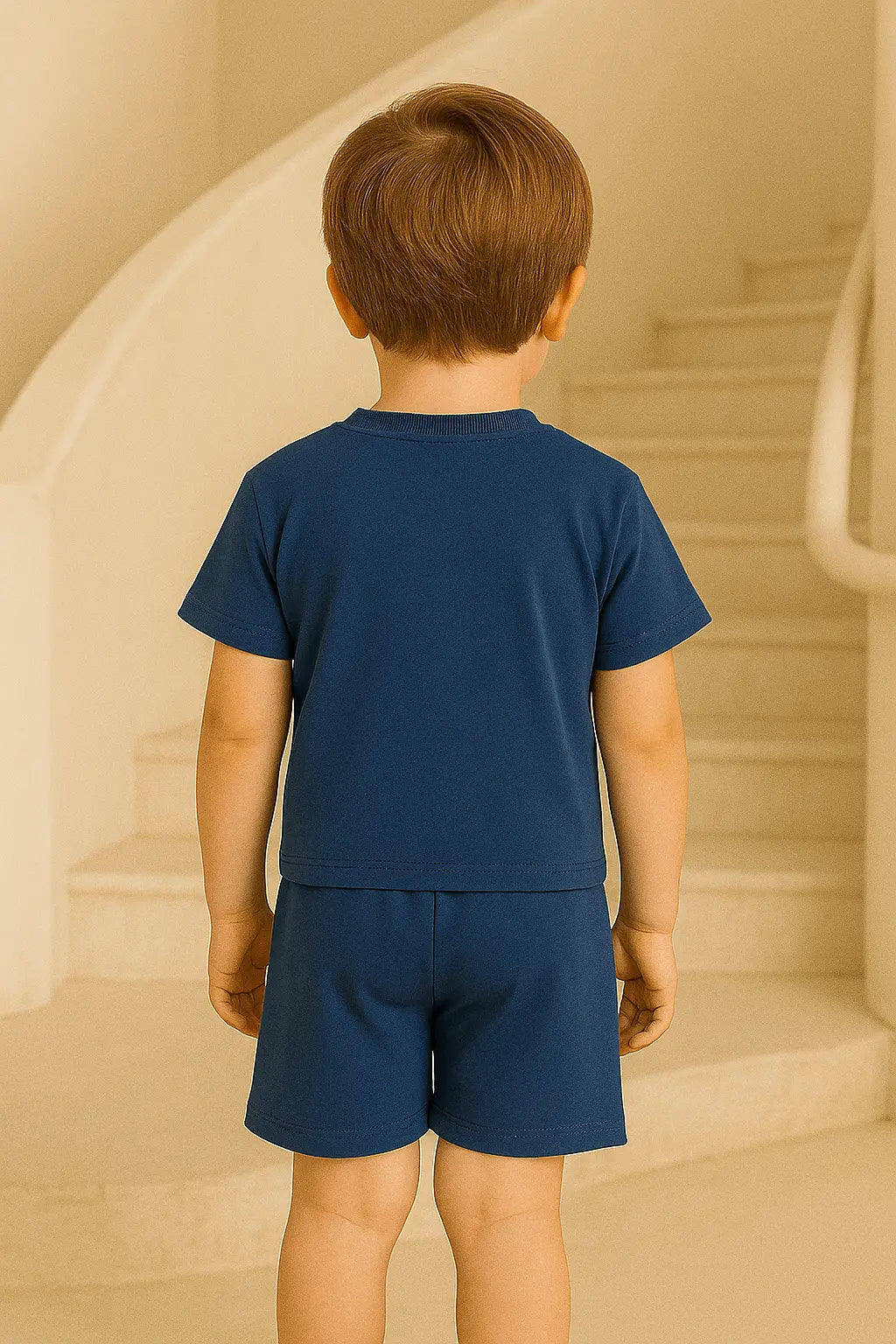 Ensemble Garçon Été – T-shirt "Dream" + Short "Happiness" Bleu Marine