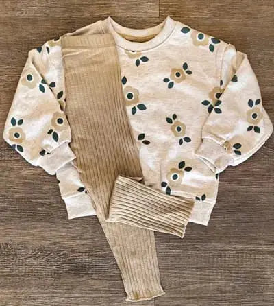 Pull Fleuri & Legging Côtelé 4-6 ans ref 5481