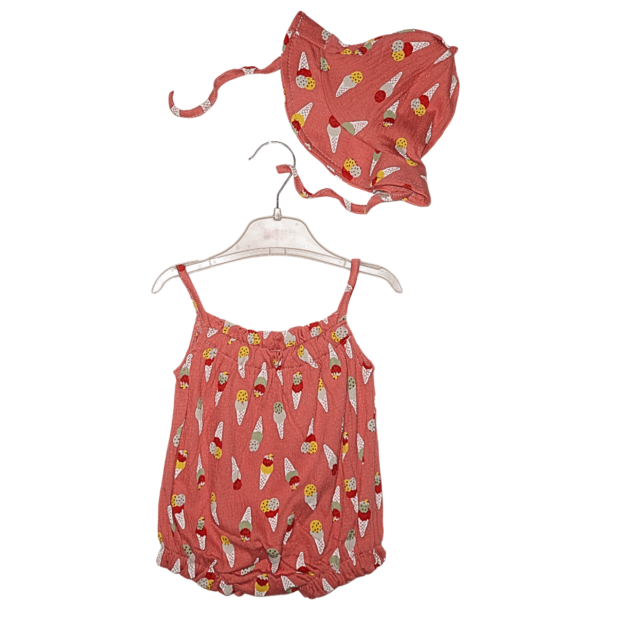 Barboteuse bébé fille corail motif glace + chapeau assorti Little Stars
