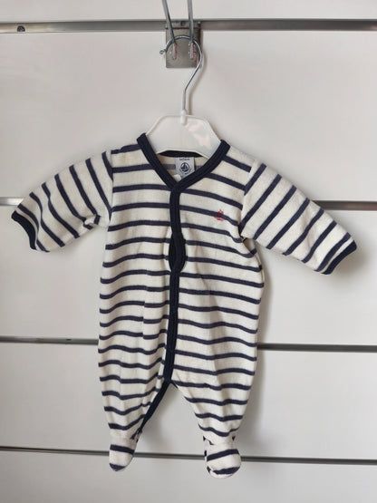 Barboteuse Blanc et Bleu - 1 mois ref 463