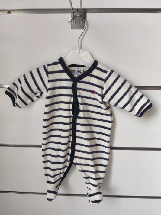 Barboteuse Blanc et Bleu - 1 mois ref 463