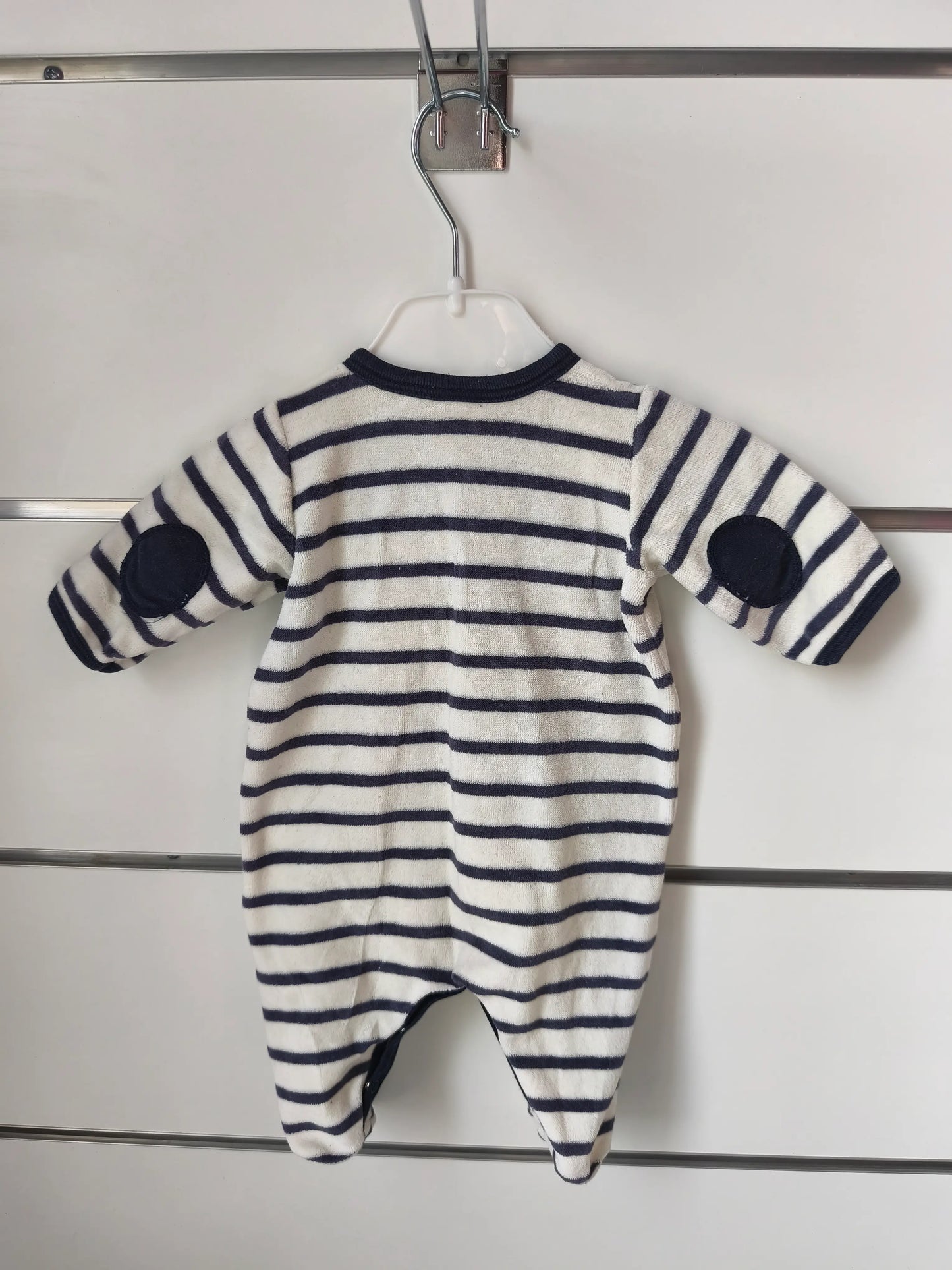 Barboteuse Blanc et Bleu - 1 mois ref 463