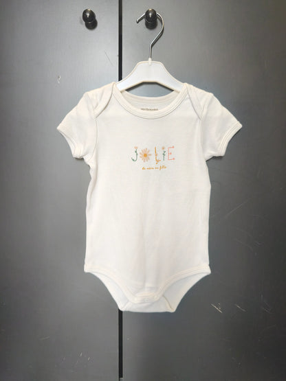 Body blanc "jolie" Verbaudet 24 mois - manches courtes ref 107