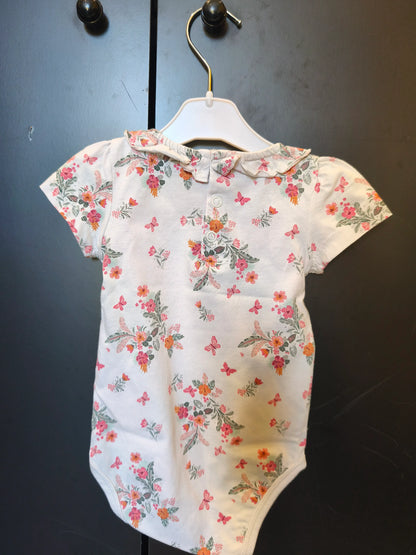 Body manches courtes “Fleurs & Papillons” – Blanc – 9 mois ref 264