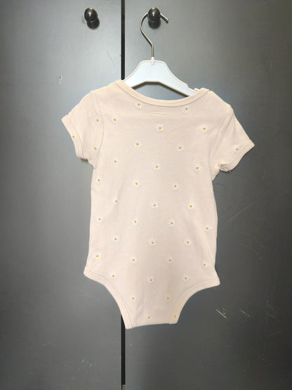Body beige fleuri Verbaudet 24 mois - manches courtes ref 112