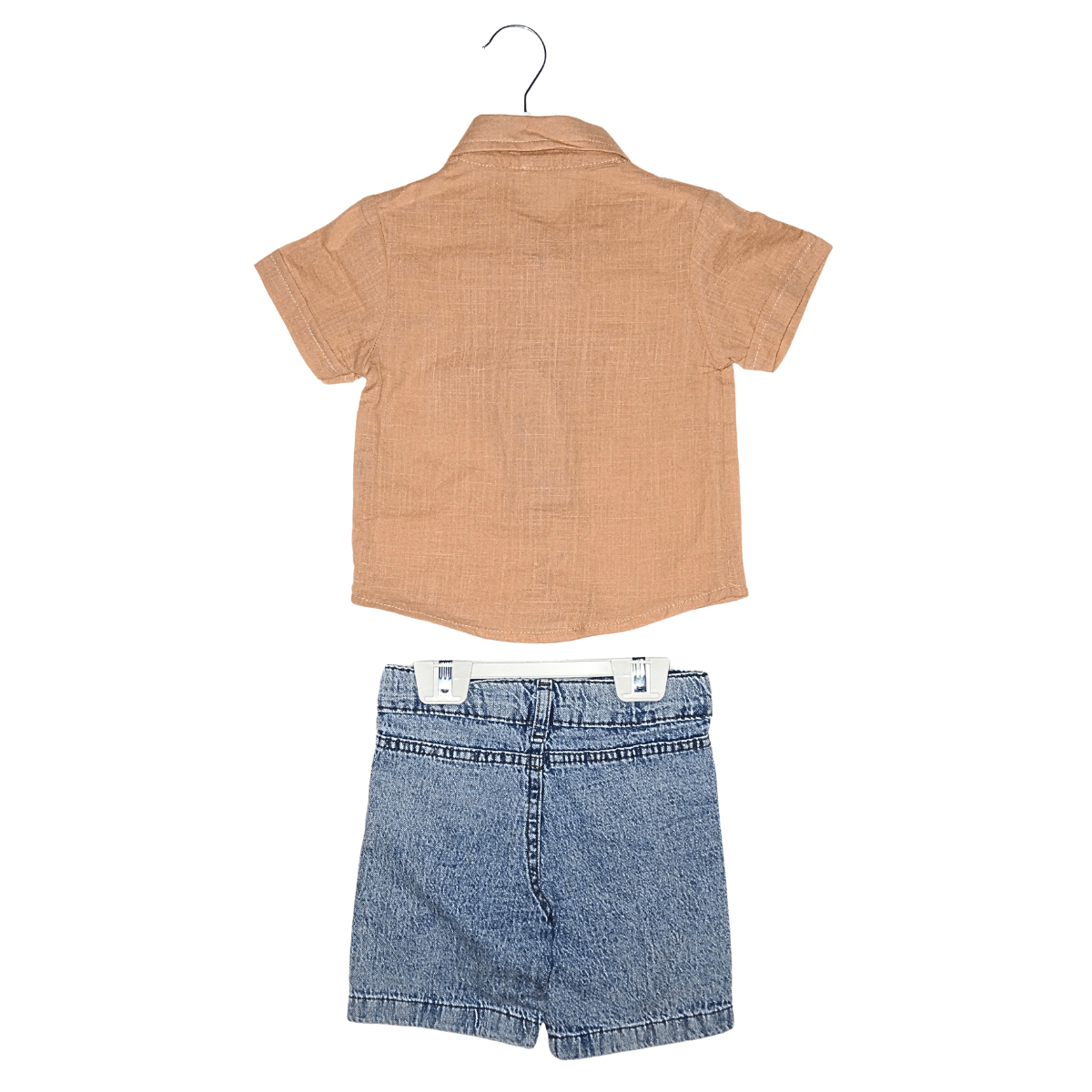 Ensemble Garçon Été – Chemise Camel à Manches Courtes + Short Imitation Jean Little Stars