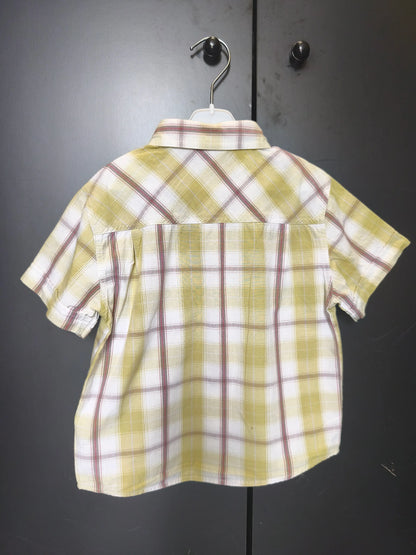 Chemise Kid Kinai 4 ans - Manches courtes rayée vert/blanc/gris avec pochette ref 26