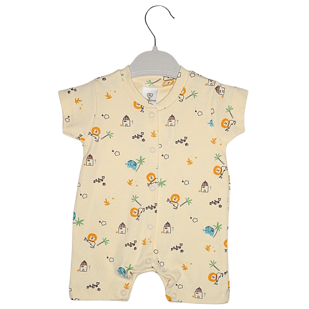 Combinaison Bébé Garçon Savane – Motifs Éléphant & Lion – Crème Little Stars