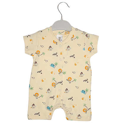 Combinaison Bébé Garçon Savane – Motifs Éléphant & Lion – Crème Little Stars