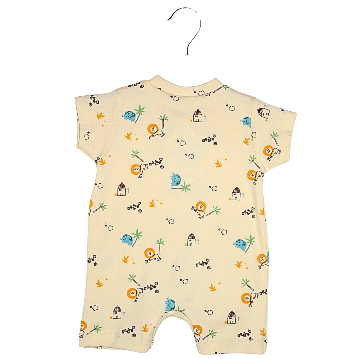 Combinaison Bébé Garçon Savane – Motifs Éléphant & Lion – Crème Little Stars