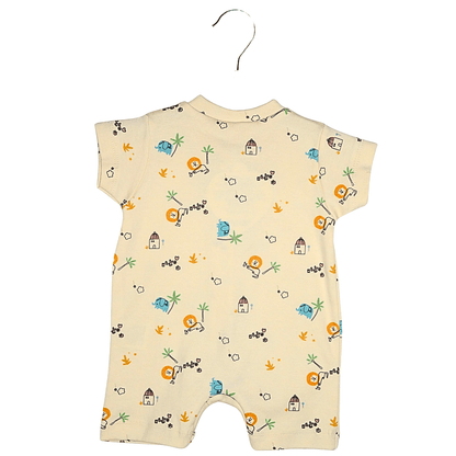 Combinaison Bébé Garçon Savane – Motifs Éléphant & Lion – Crème Little Stars