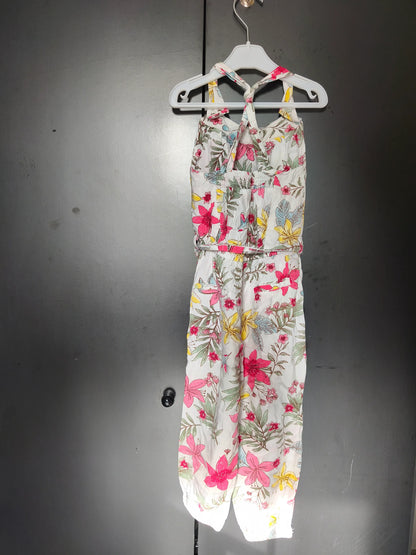 Combinaison fluide pantalon blanc à grosses fleurs – Tape à l’Oeil 24 mois ref 427