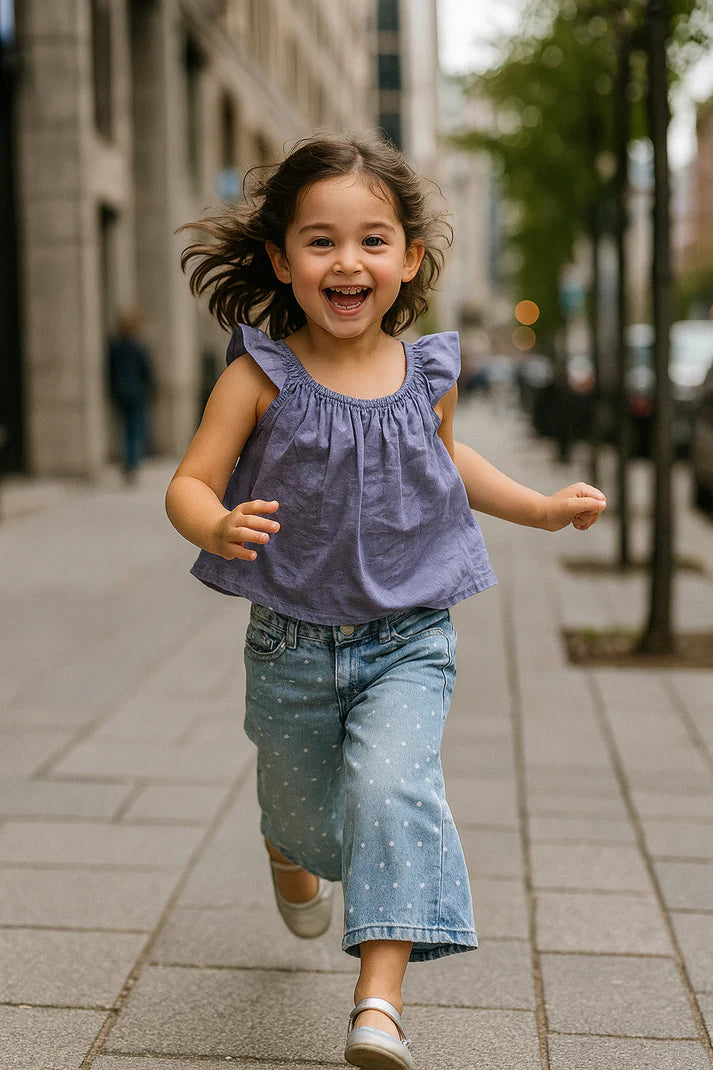 Débardeur Violet & Jean Large à Pois 3-4 ans ref 761