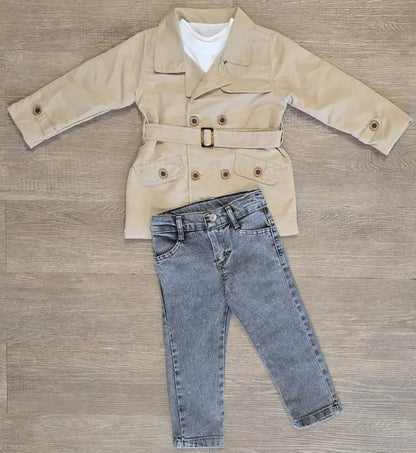 3 Pièces Trench Beige – Dernière Taille 5 ans ref 7608