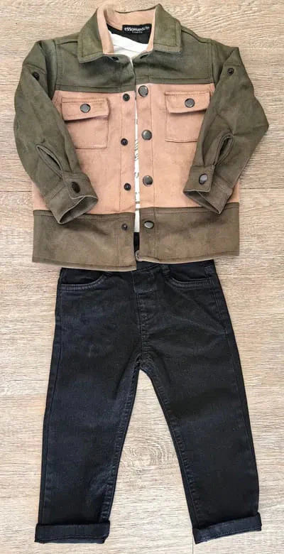 3 Pièces Veste Daim Kaki - Dernière Taille 4 ans ref 9176