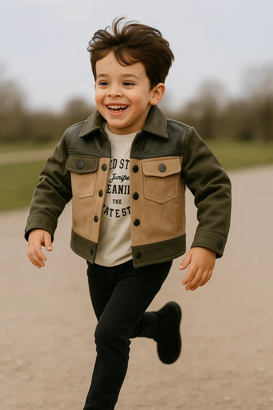 3 Pièces Veste Daim Kaki - Dernière Taille 4 ans ref 9176