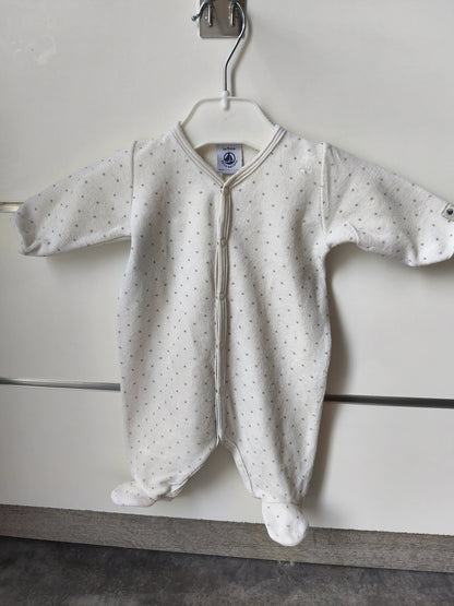 Grenouillère Blanche à Pois Gris 1 mois ref 678