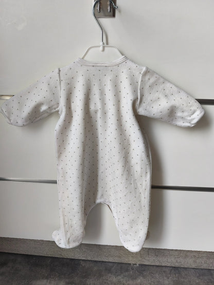 Grenouillère Blanche à Pois Gris 1 mois ref 678