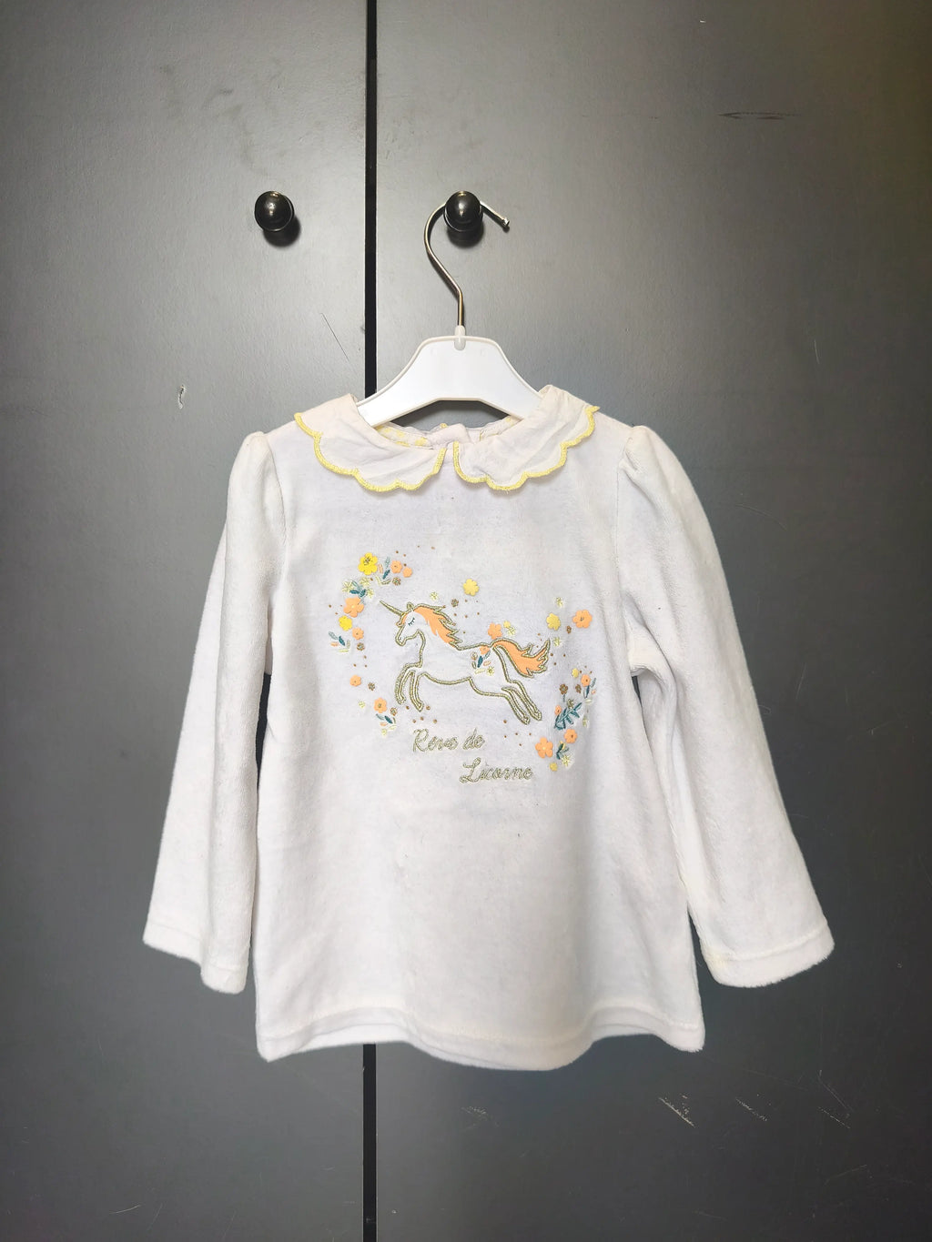 Haut de pyjama hiver bébé 2 ans Sergent Major – Licorne & volants