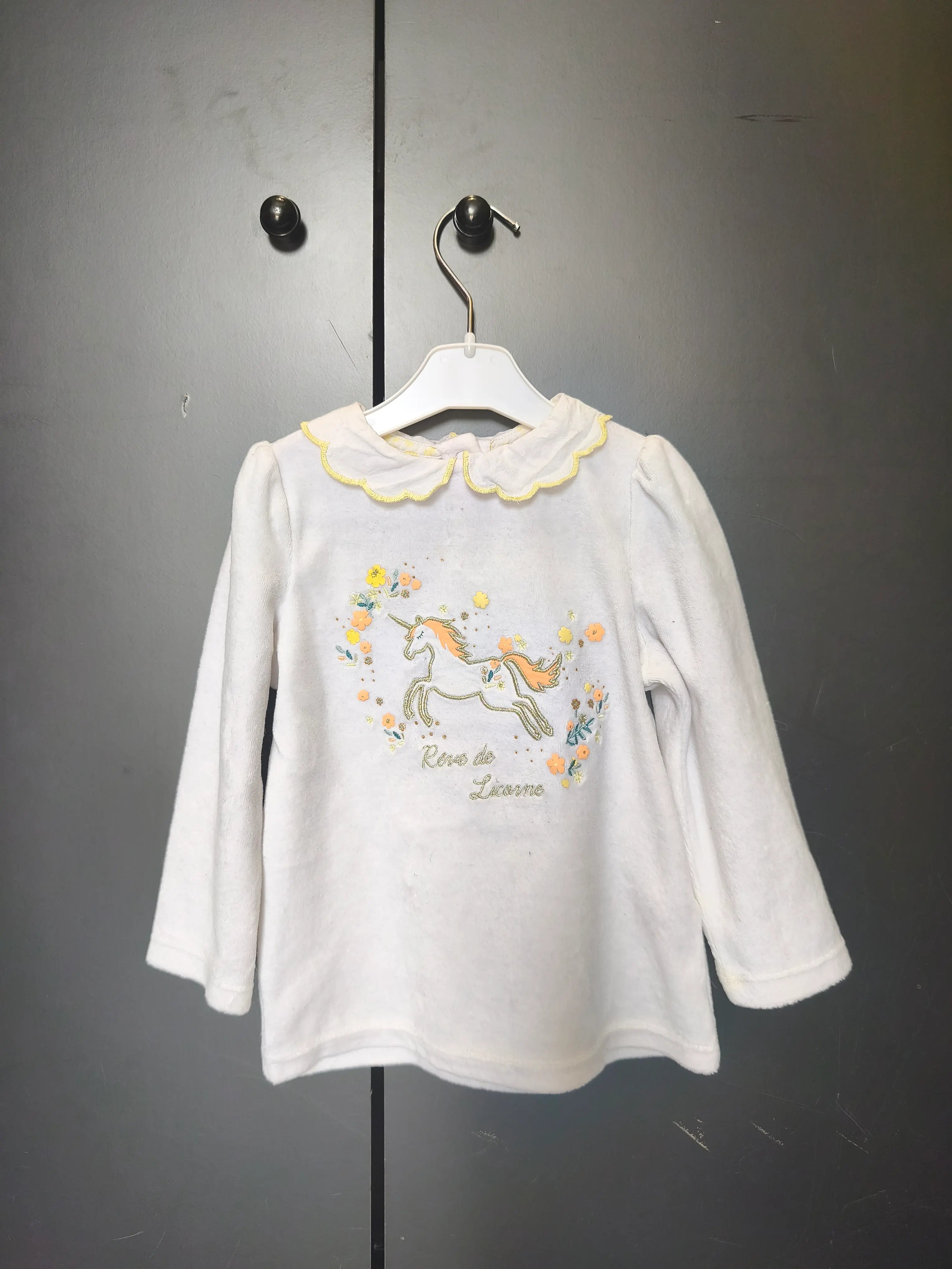 Haut de pyjama hiver bébé 2 ans Sergent Major – Licorne & volants