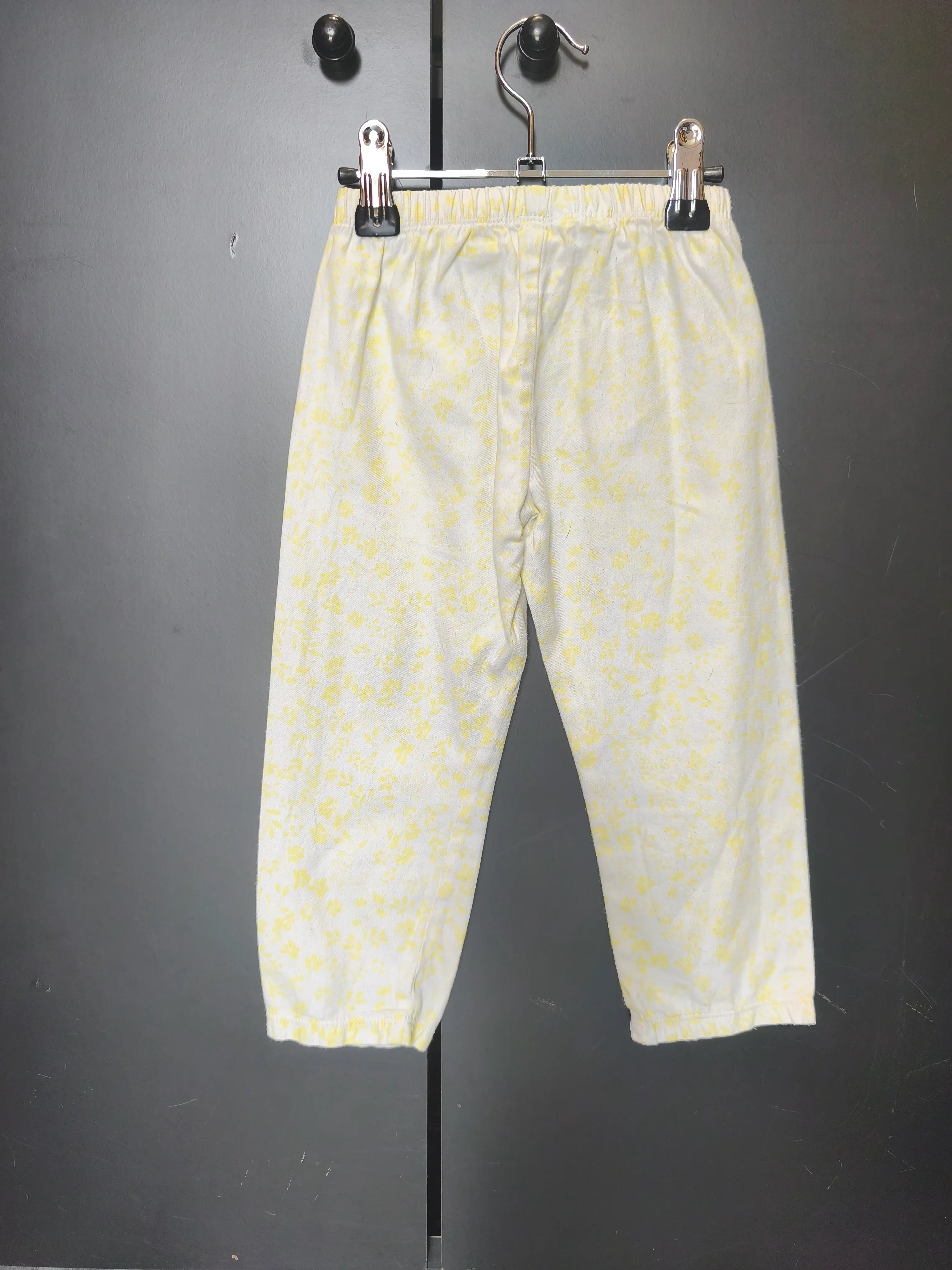 Legging blanc à motifs floraux jaune pastel Sergent Major – Taille 2 ans
