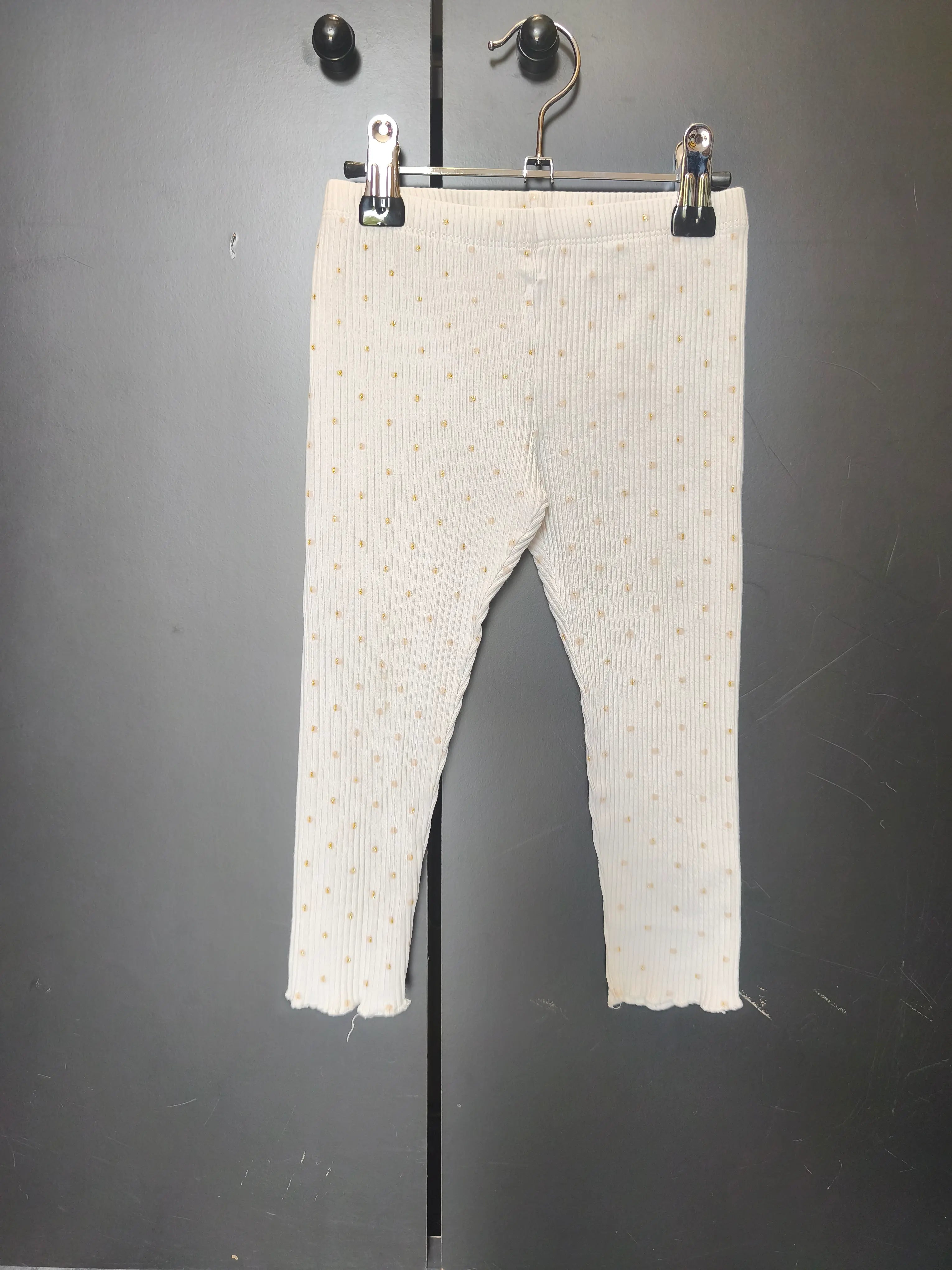 Legging blanc à pois dorés Sergent Major – Taille 2 ans