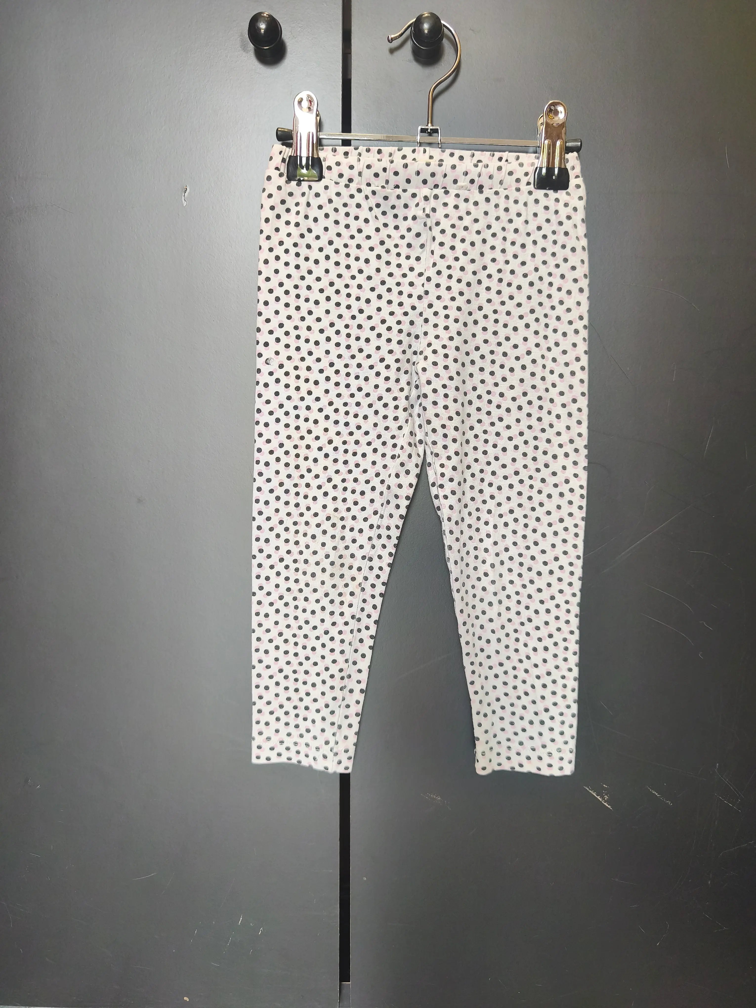 Legging blanc à pois rose et noir Du Pareil Au Même – Taille 2 ans