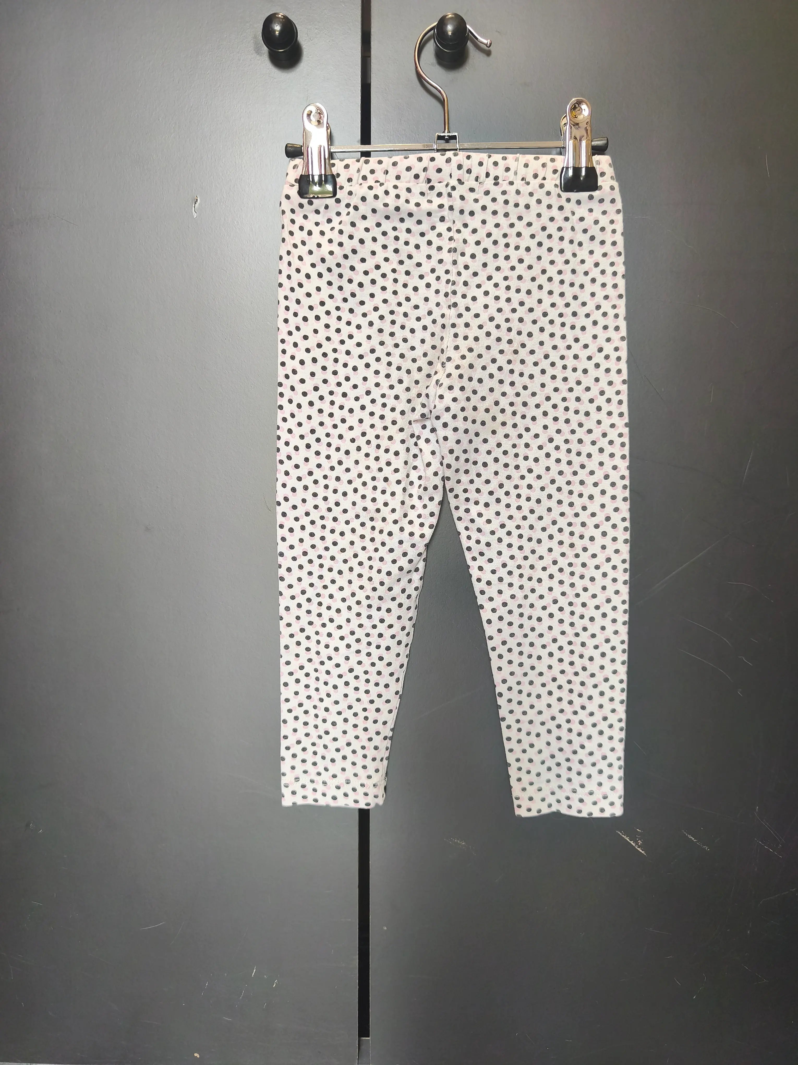 Legging blanc à pois rose et noir Du Pareil Au Même – Taille 2 ans