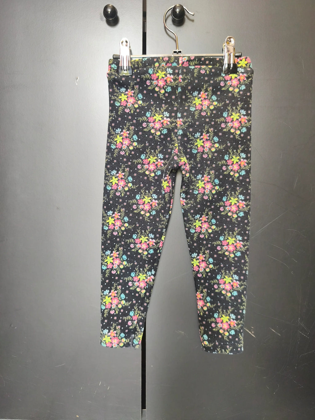 Legging hiver noir fleurs rose et jaune Sergent Major – 2 ans