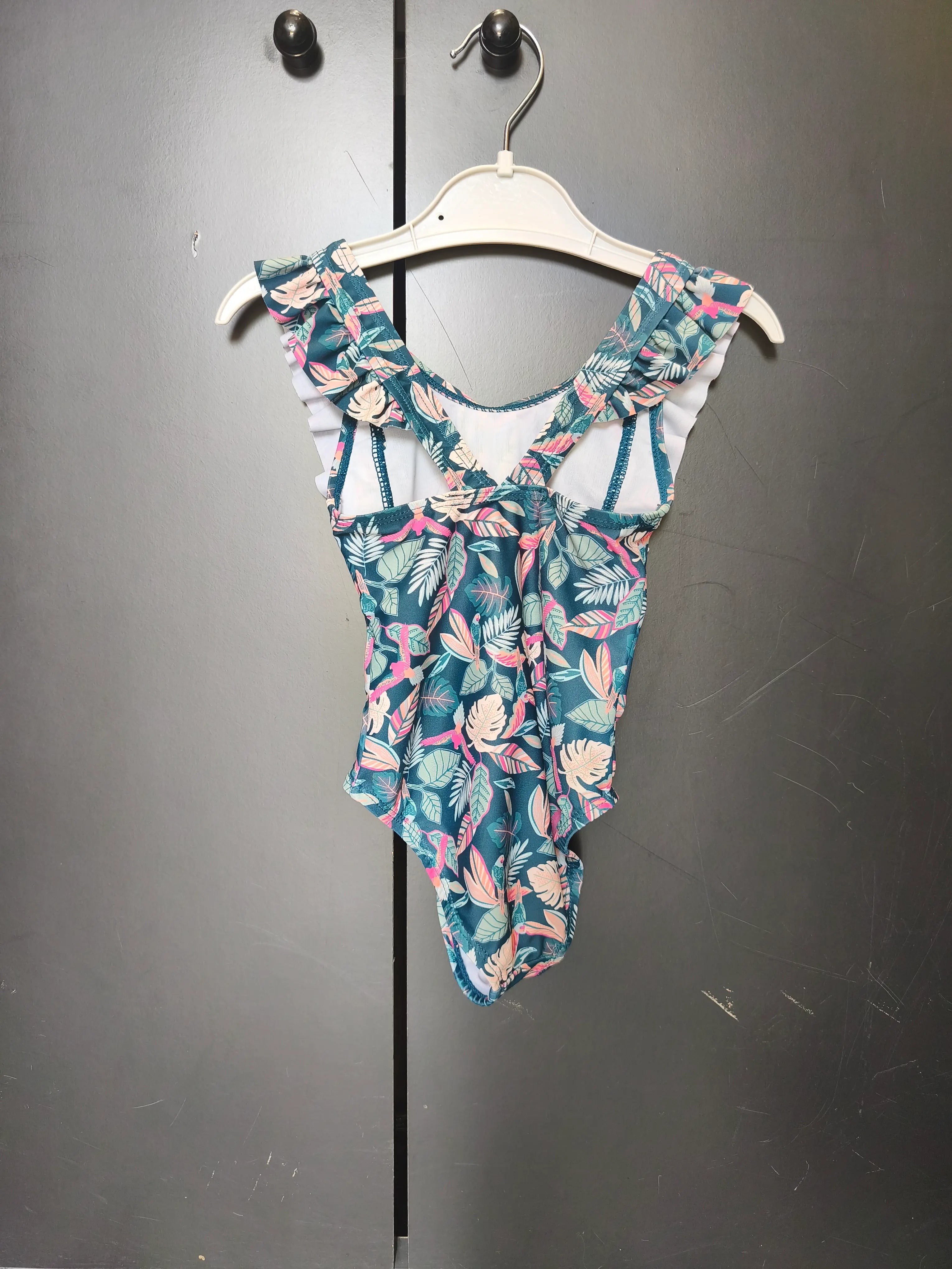 Maillot de bain bébé vert feuillage Vertbaudet 2 ans – Volants & dos croisé