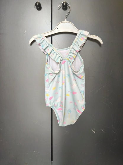 Maillot de bain bleu clair Mots d’Enfants 9 mois – Licorne et volants ref 104