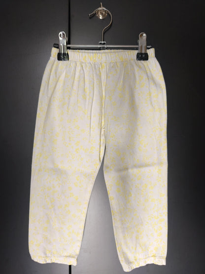 Pantalon blanc léger imprimé floral jaune – Sergent Major 24 mois ref 429