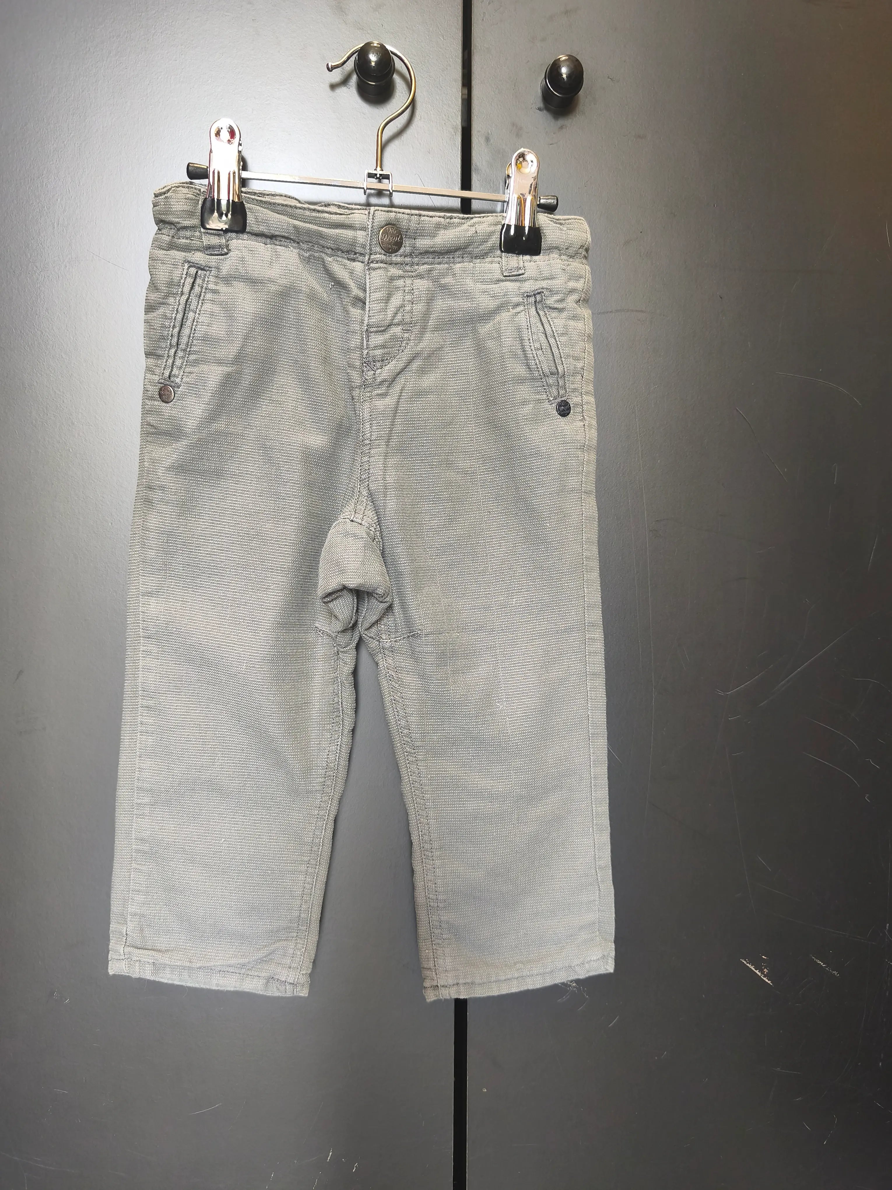Pantalon Orchestra 12 mois - Gris, poches latérales & arrière, bouton pression