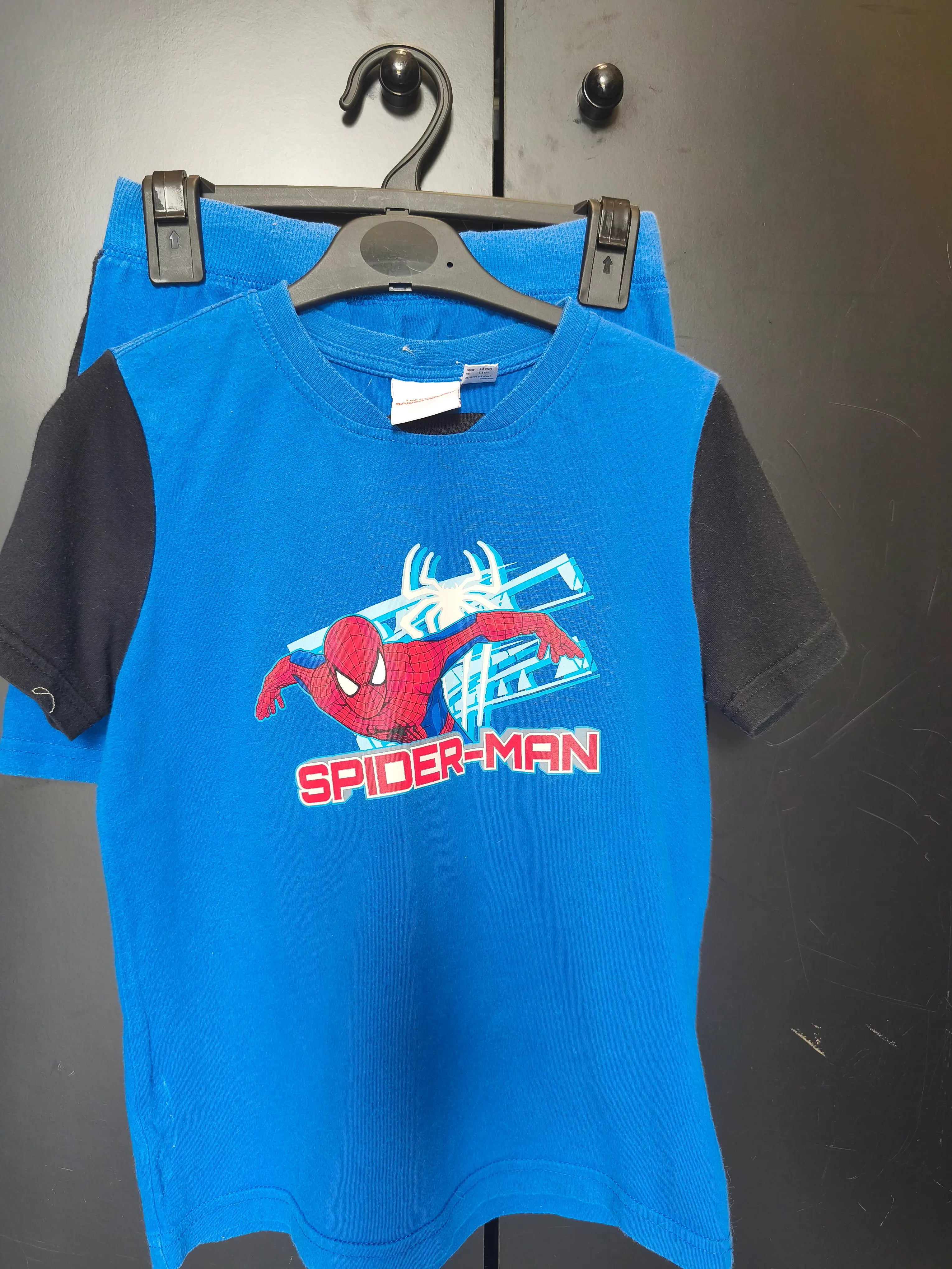 Pyjama 2 pièces Marvel 6-8 ans - Spider-Man, t-shirt noir & bleu + short bleu
