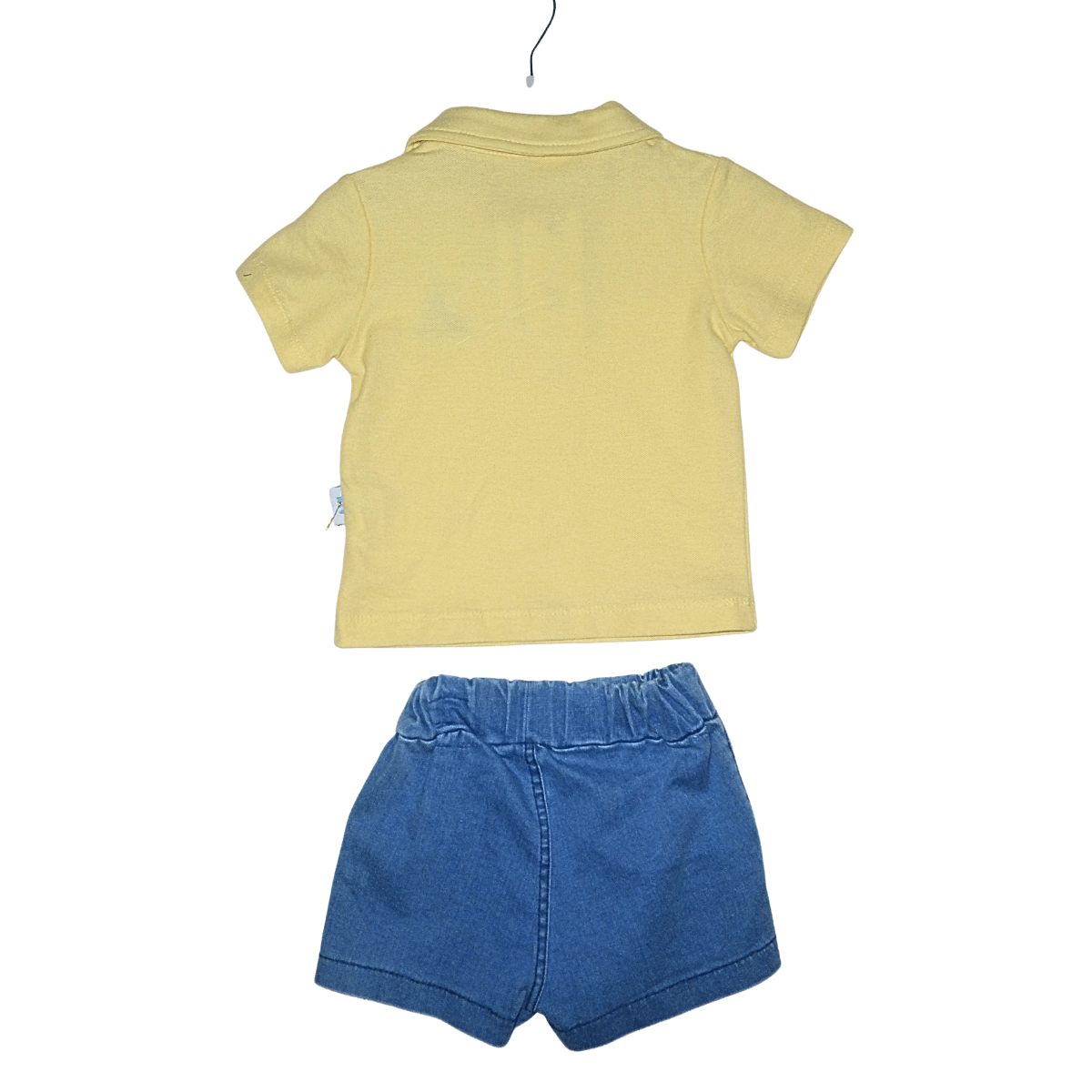 Ensemble bébé garçon été – Polo jaune "Marine" brodé & short bleu Little Stars