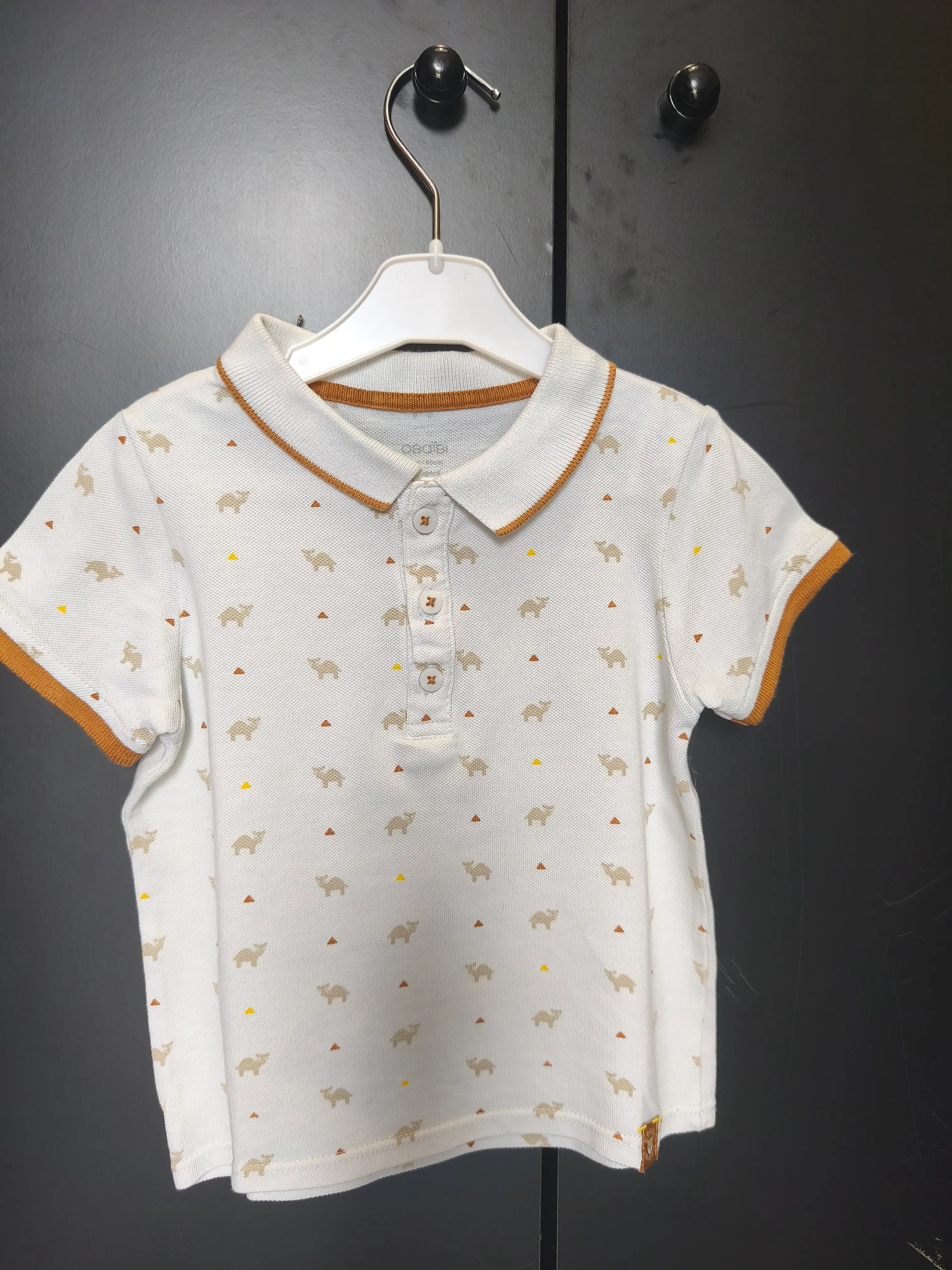 Polo bébé Okaïdi 18 mois - Blanc & Camel à motif animal