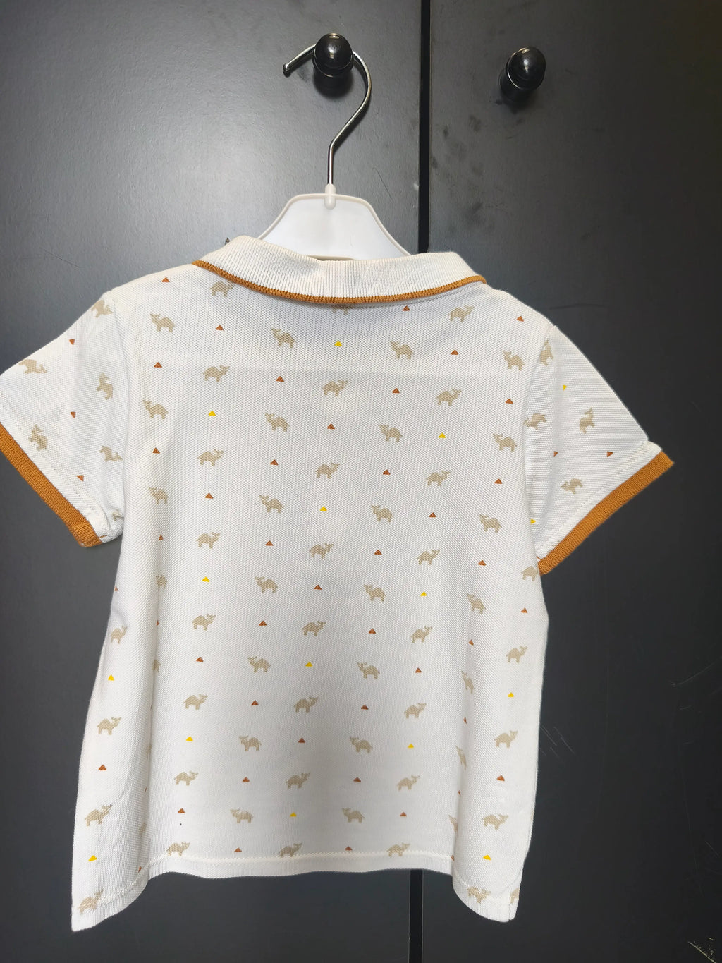 Polo bébé Okaïdi 18 mois - Blanc & Camel à motif animal