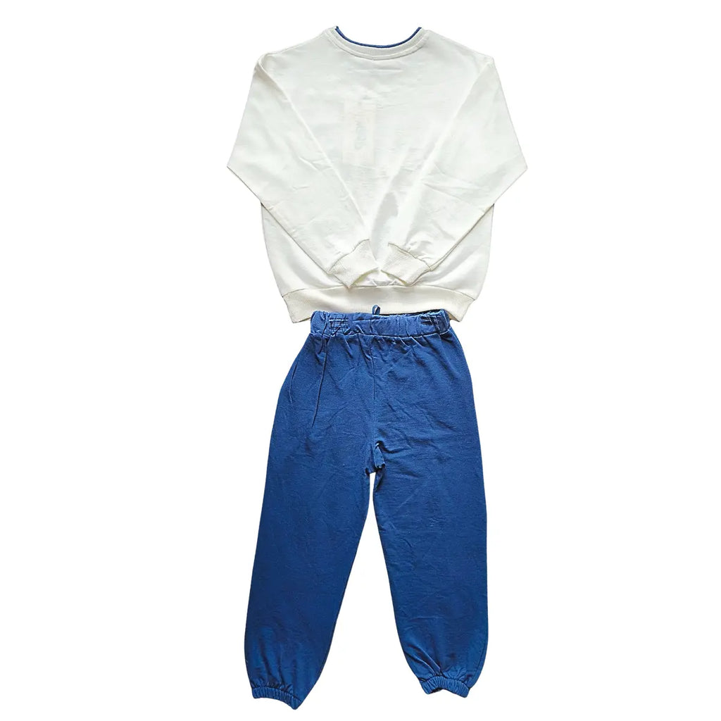 Pull blanc & pantalon bleu "Funny Day Good Morning"