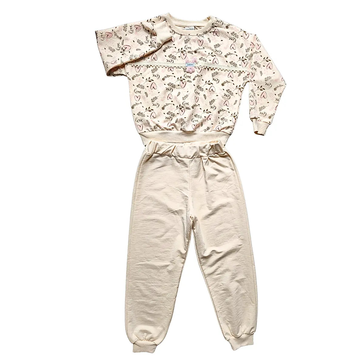 Pull motifs cœur & lapin + pantalon rose clair