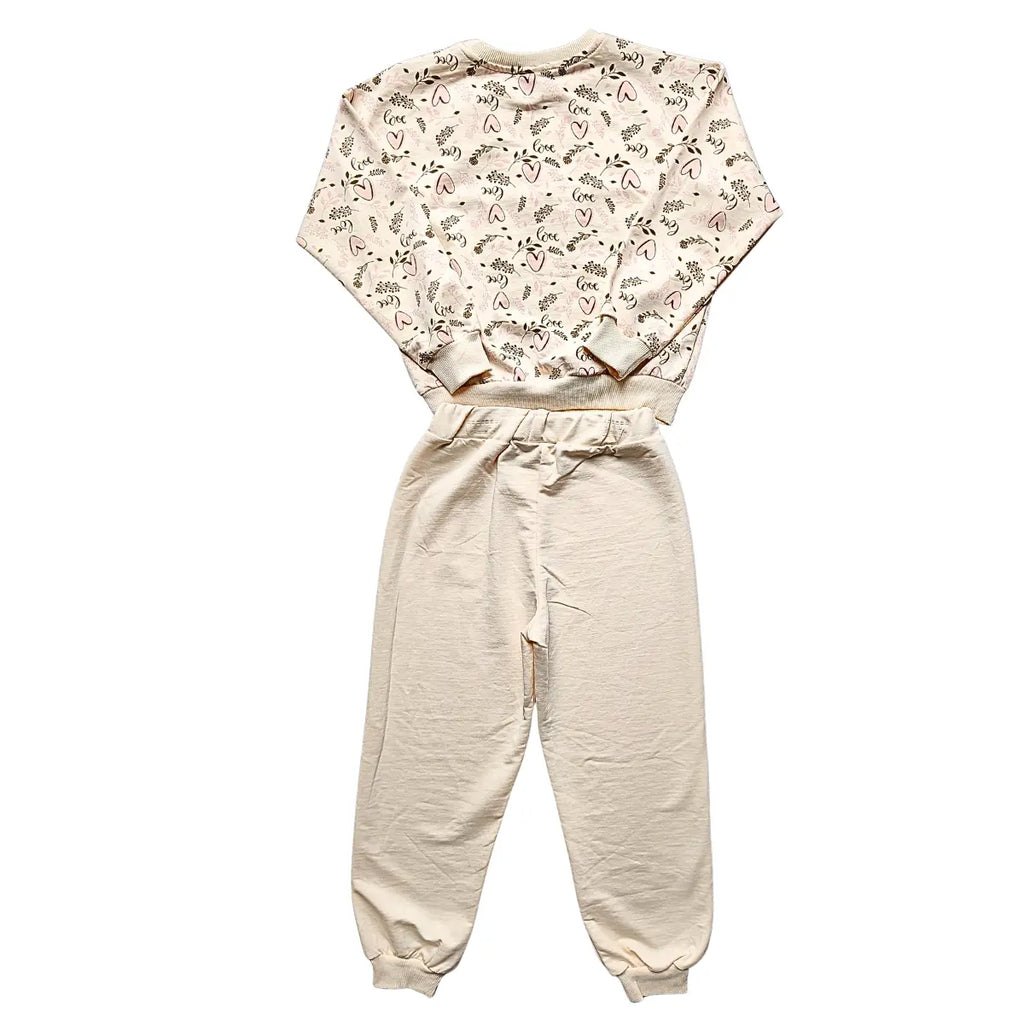 Pull motifs cœur & lapin + pantalon rose clair