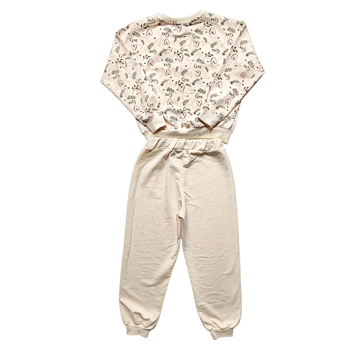 Pull motifs cœur & lapin + pantalon rose clair