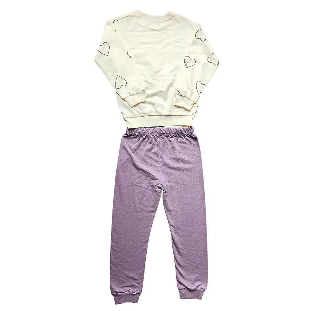 Pull “Love” à paillettes & pantalon mauve