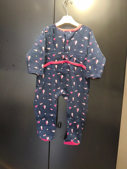 Grenouillère Velours Bleu Nuit "Glaces et Bonbons" – Tissaia 18 mois ref 383