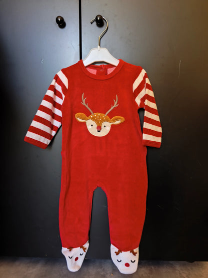 Pyjama Velours Rouge Noël avec Cerf – Verbaudet – 6 Mois ref 213