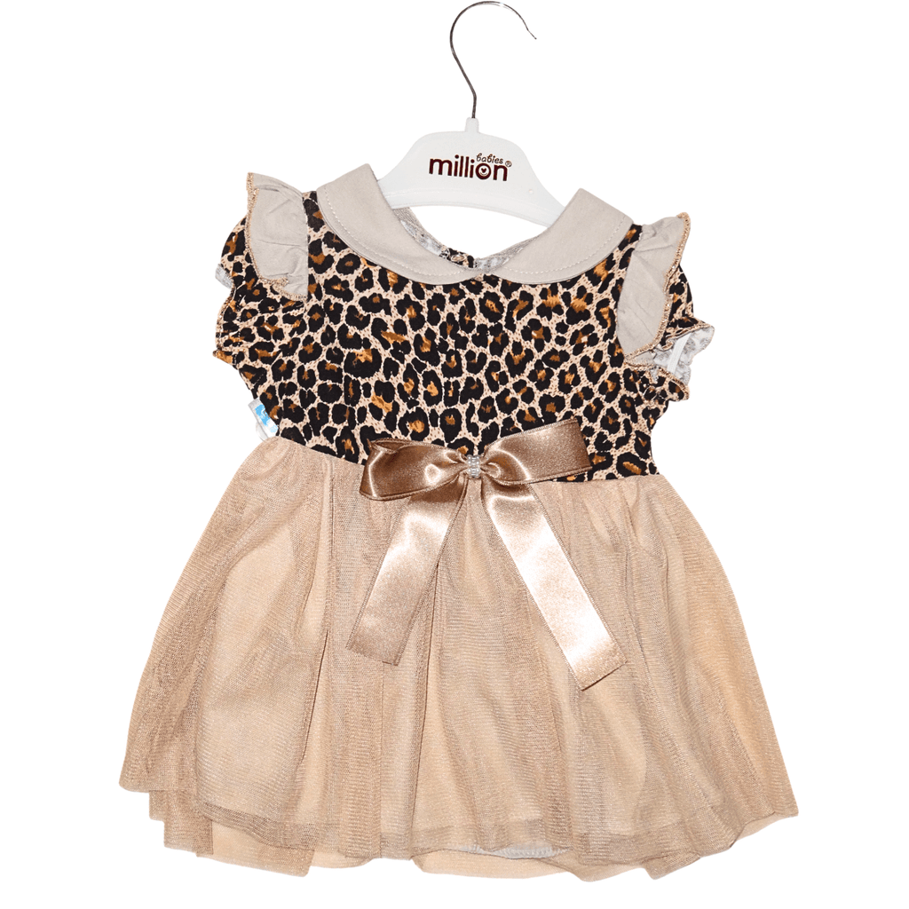 Robe bébé fille léopard & tulle café – Élégante & confortable Little Stars