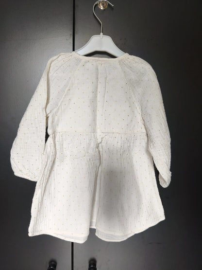 Robe manches longues blanche à pois dorés – Orchestra 24 mois