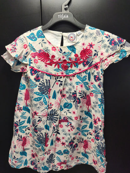 Robe Blanche Imprimé Végétaux – 5 Ans ref 556