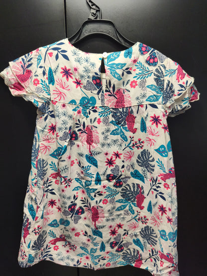 Robe Blanche Imprimé Végétaux – 5 Ans ref 556