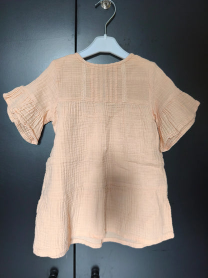 Robe corail manches courtes évasée – Verbaudet 24 mois ref 422