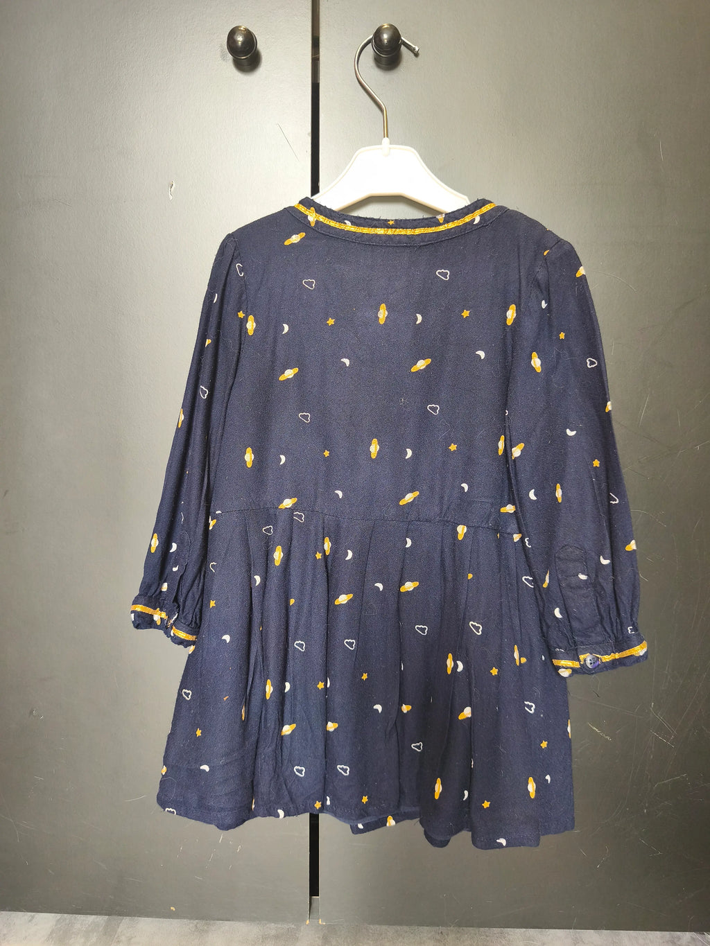 Robe Orchestra 2 ans - Bleu nuit, motif planètes & détails dorés
